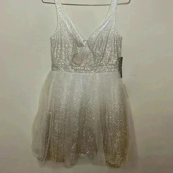Lulus White and Gold Mini Party Dress NWT